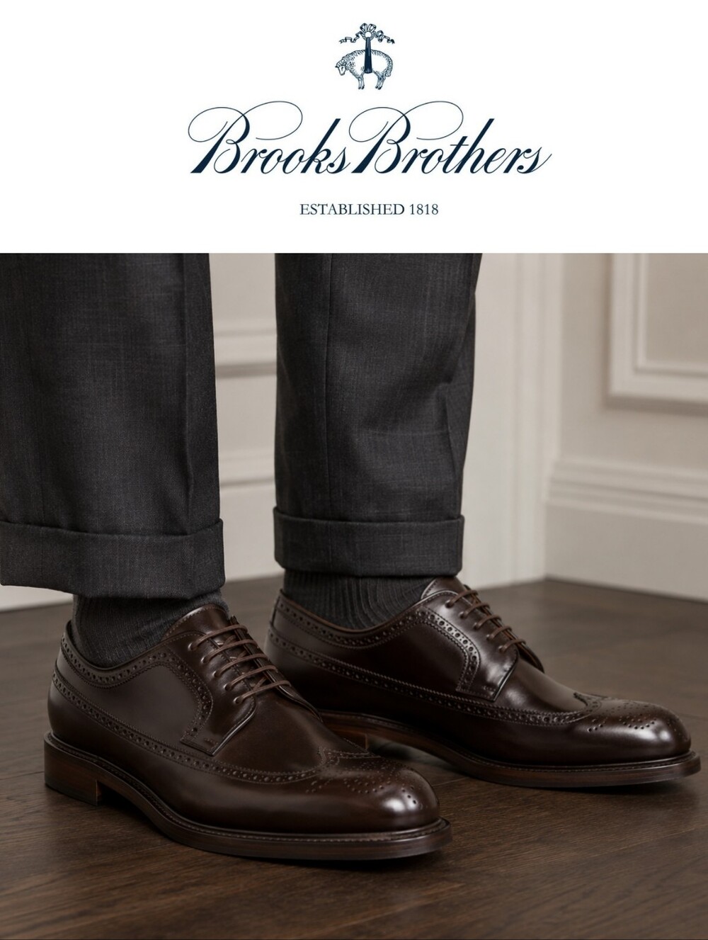 Brooks Brothers Made In Italy Wingtip Shoes Oxblood  Brogue Leather Lace 9D